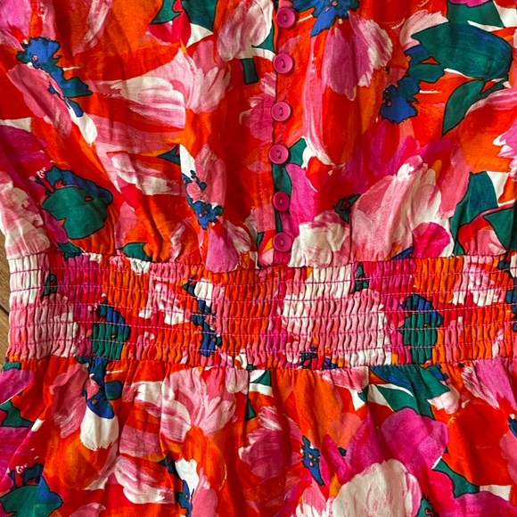 Abel the Label Floral Midi Dress Pink Red Size L - Picture 9 of 15